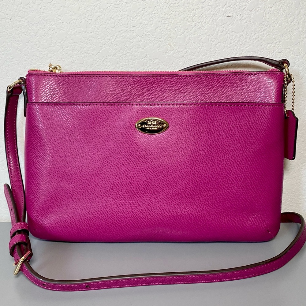 Coach Fuchsia Pink Crossbody Bag with Gold Hardware